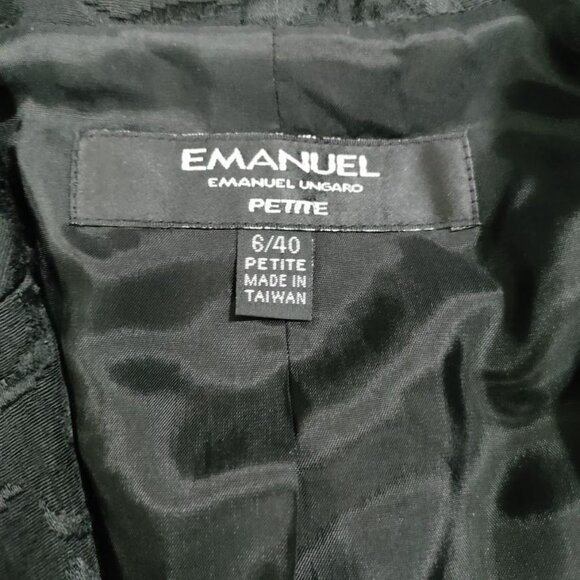 Vintage Emanuel Ungaro Womens Black Jacquard Blazer & Dress Set 6 Petite - Picture 3 of 16